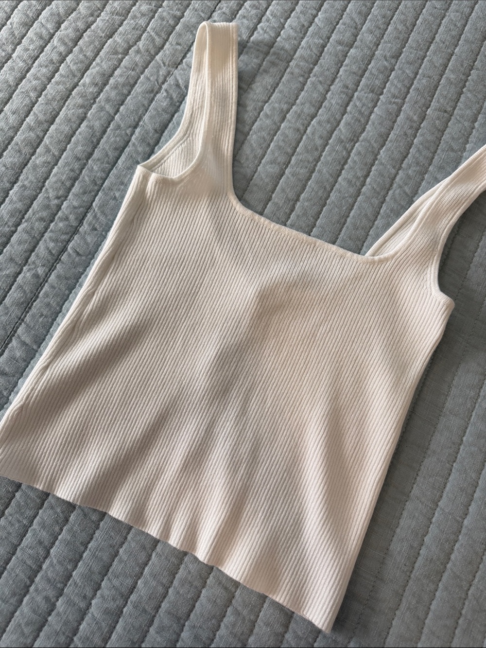 Lulu's Cream Ribbed Square-Neck Tank